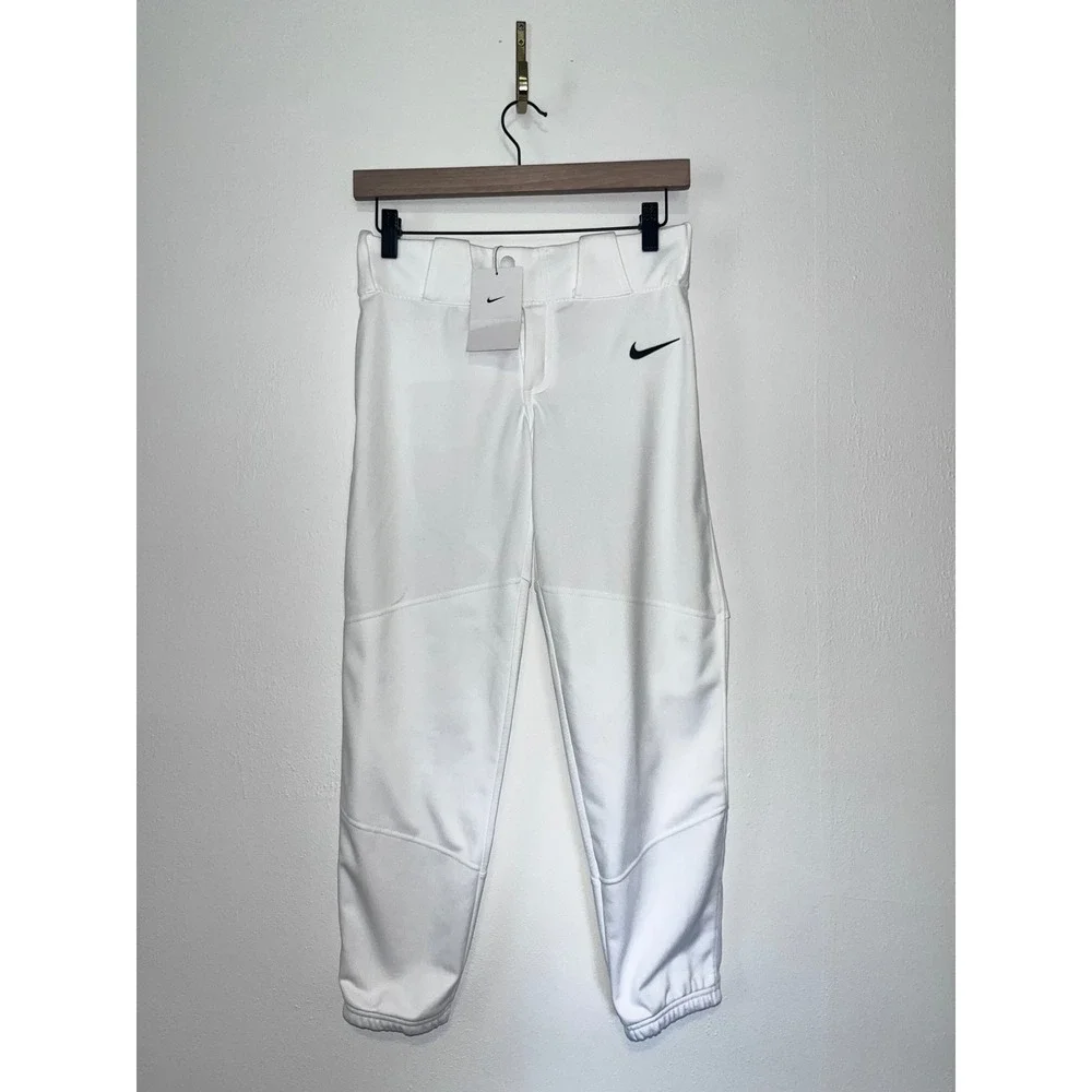 Nike Youth Kids White Baseball Softball Pants Size Medium NWT $35 Black Logo